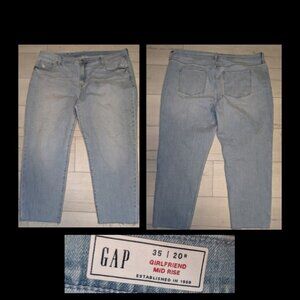 GAP Girlfriend Mid Rise Womens Plus Size Distressed Crop Jeans Size 20R